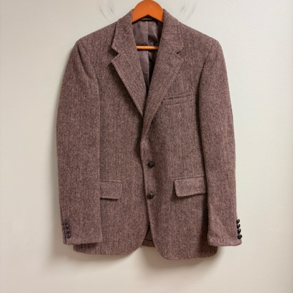 Vintage Gant Harris Tweed Blazer Herringbone Wool Brown Sport Coat Size *40